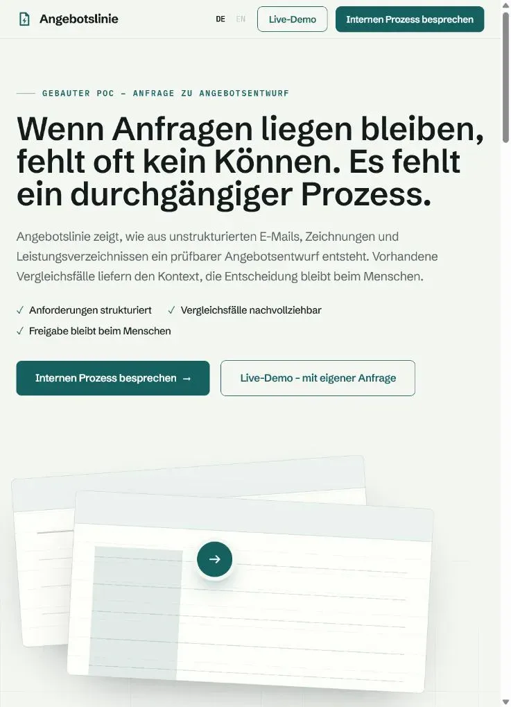 Angebotslinie – mobile Ansicht