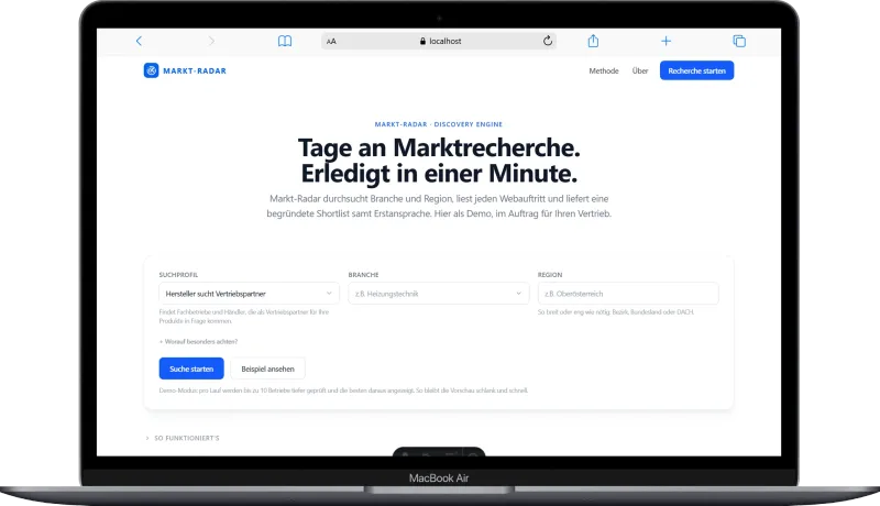 Markt-Radar – Desktop-Ansicht