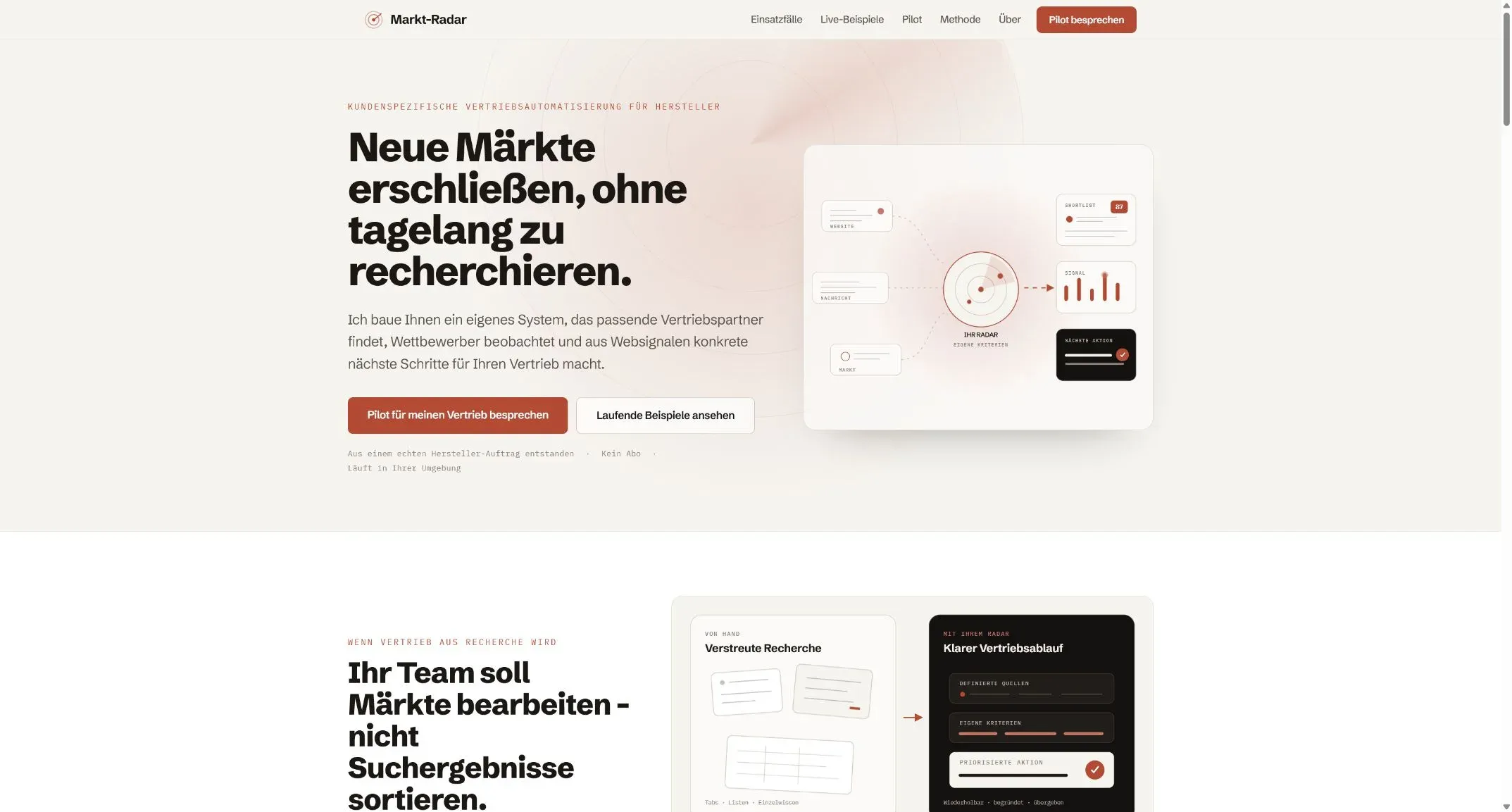 Markt-Radar – Desktop-Ansicht