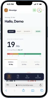 Monetigo – Mobile-Ansicht