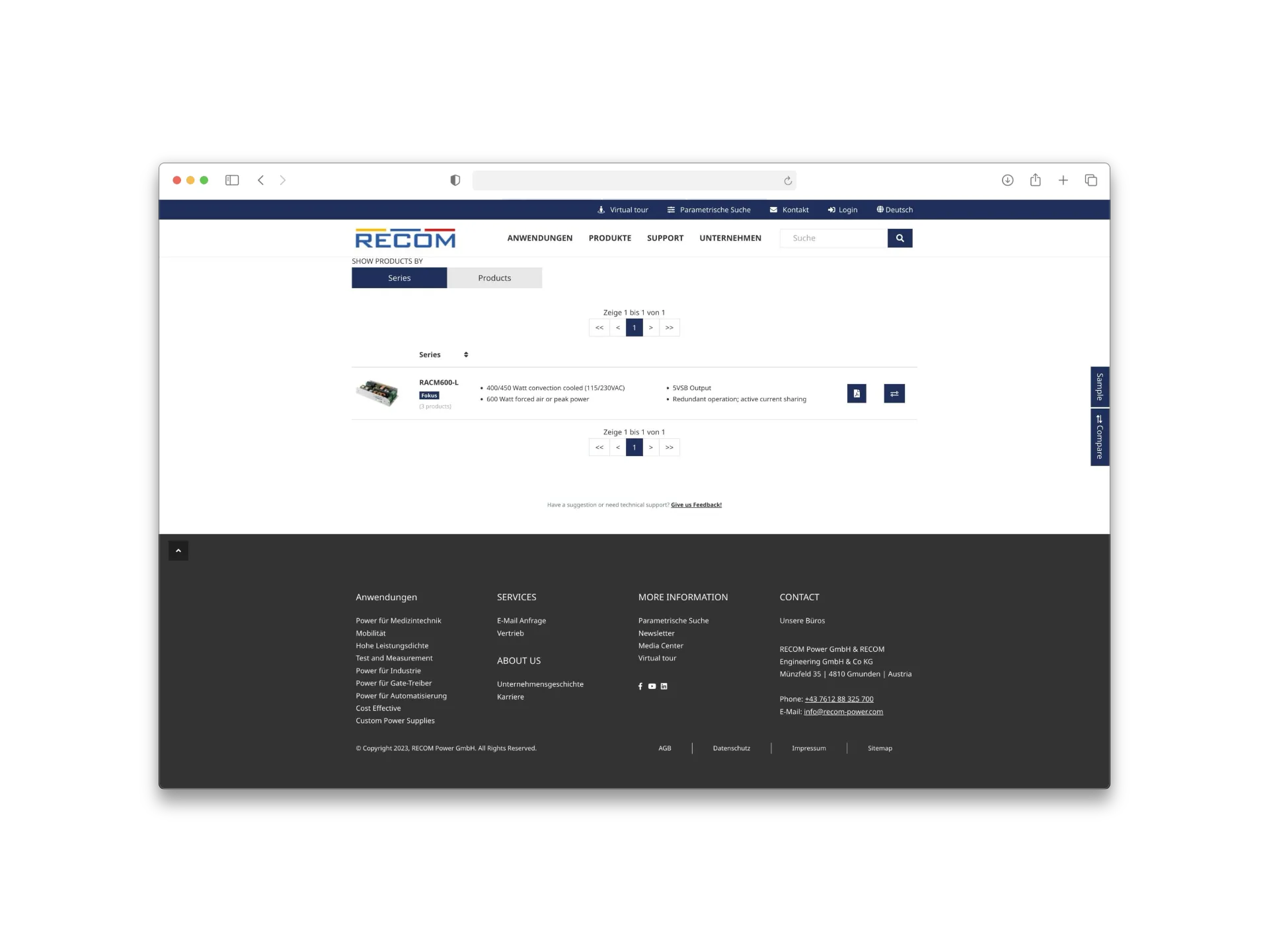 RECOM Power – B2B Produktkatalog