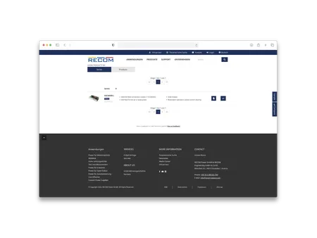 RECOM Power – B2B Produktkatalog - Project Preview