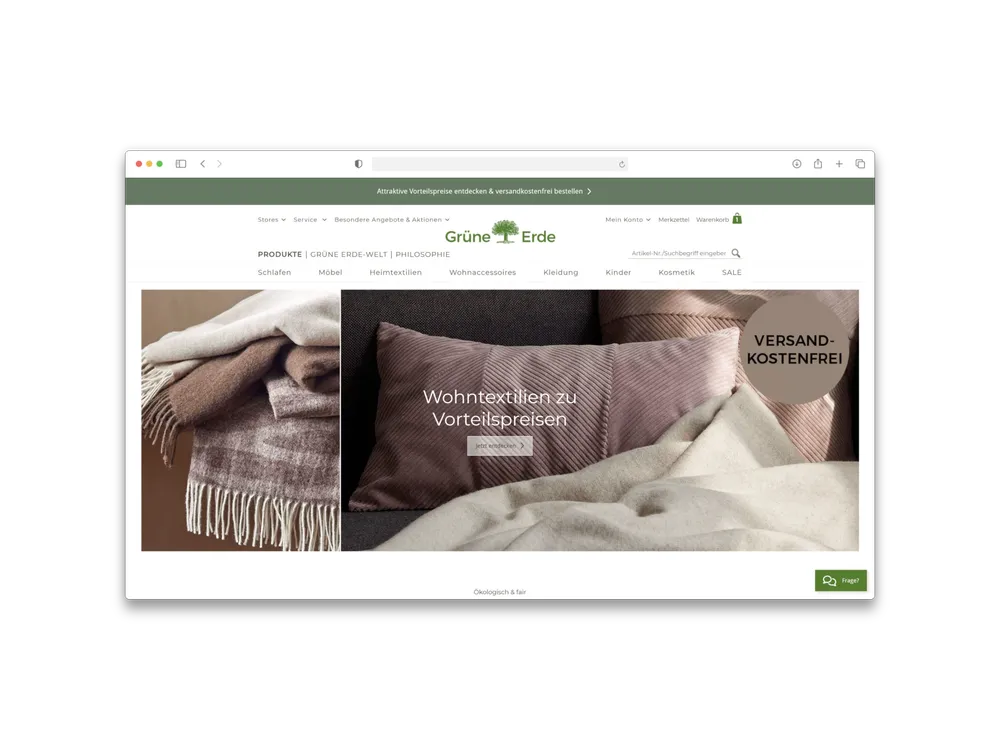 Grüne Erde – E-Commerce Relaunch