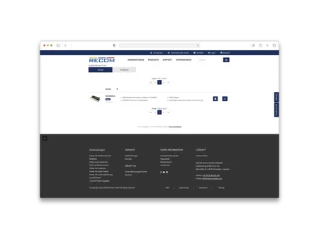 RECOM Power – B2B Produktkatalog - Project Preview