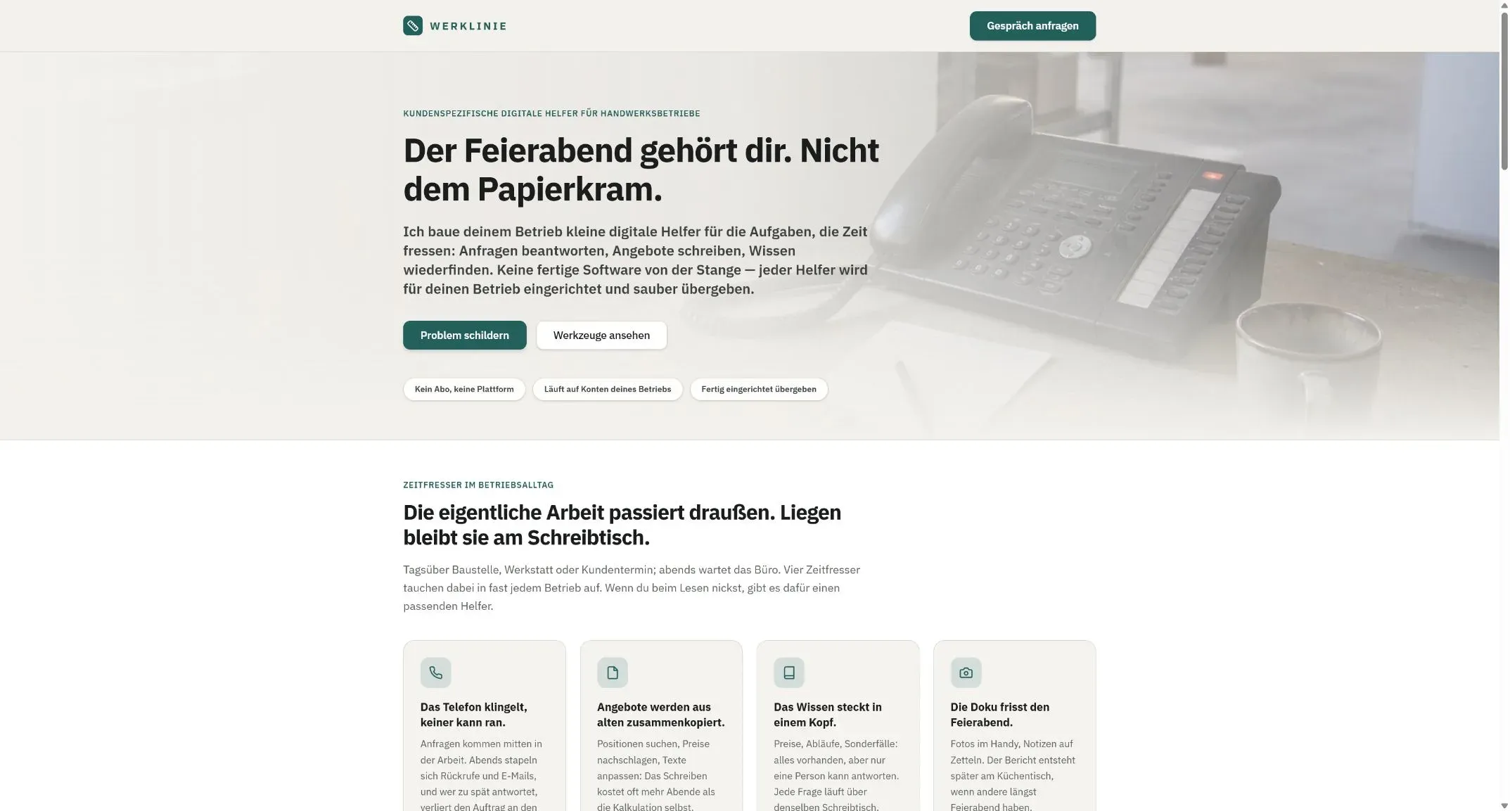 Werklinie – Desktop-Ansicht