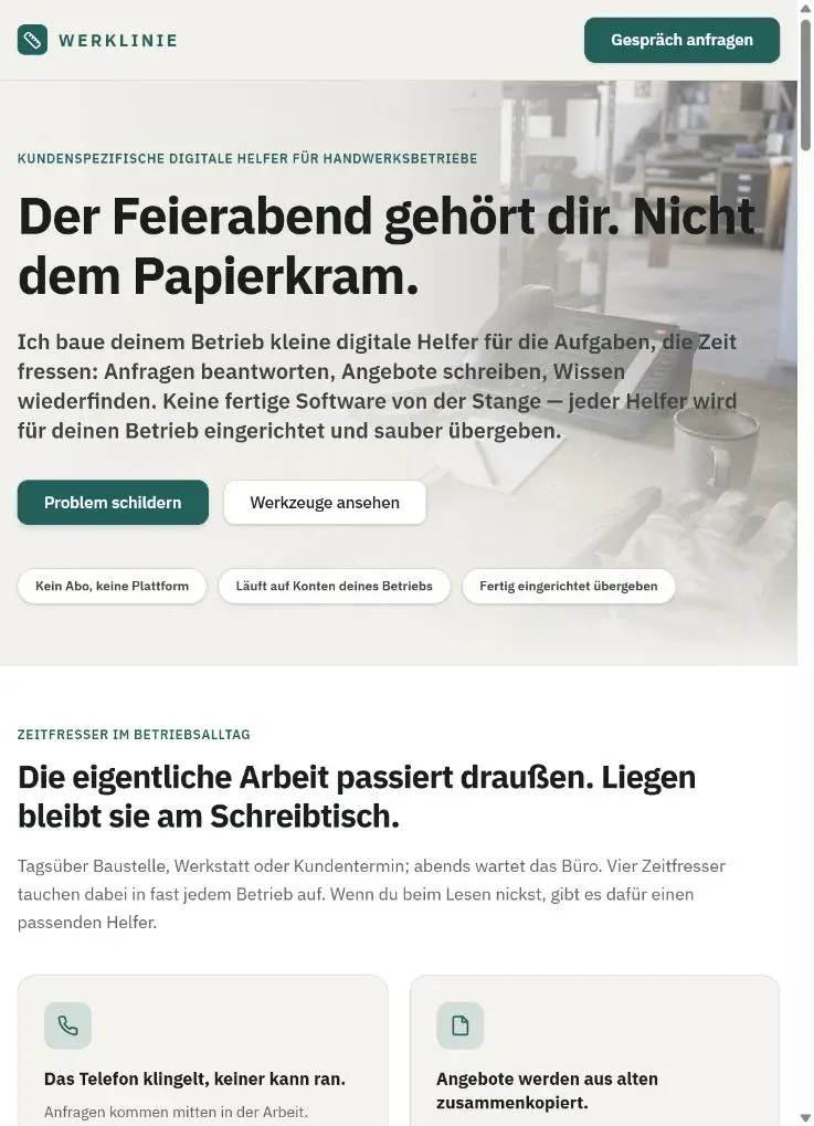 Werklinie – mobile Ansicht